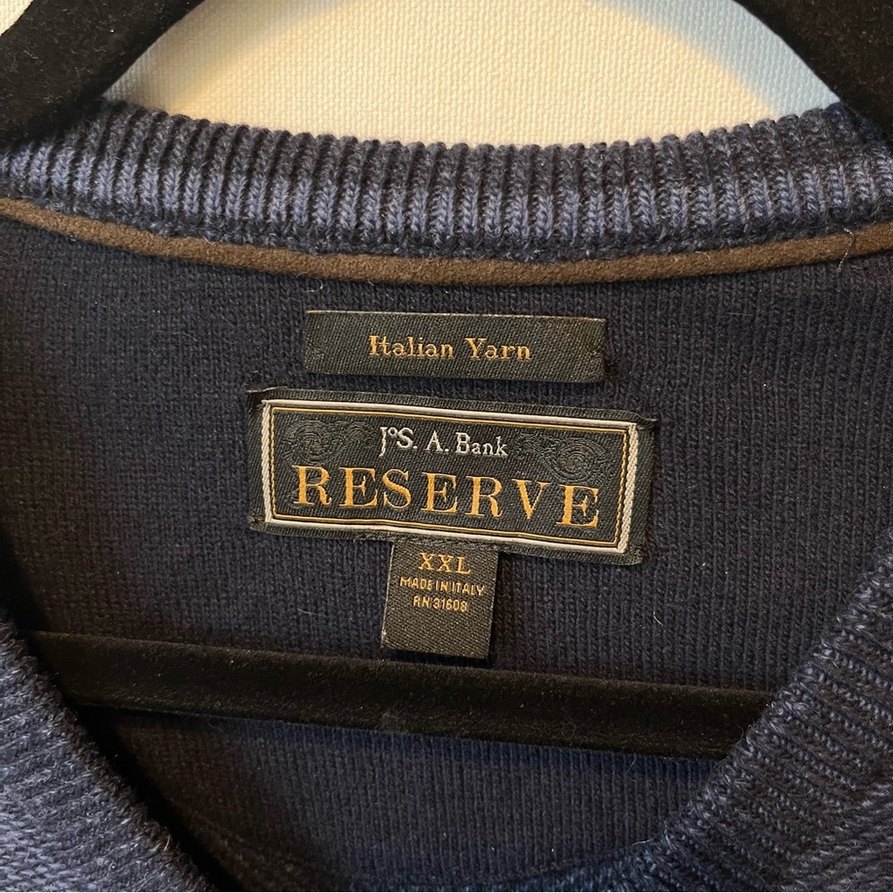 Jos A Bank Reserve Sweater XXL Blue V-neck Wool Cashmere blend Mens pullover - Picture 3 of 7